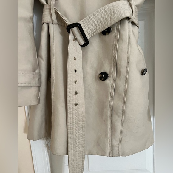 Zara khaki beige trench coat short with zipper hood US size Medium EUR M - Picture 3 of 11